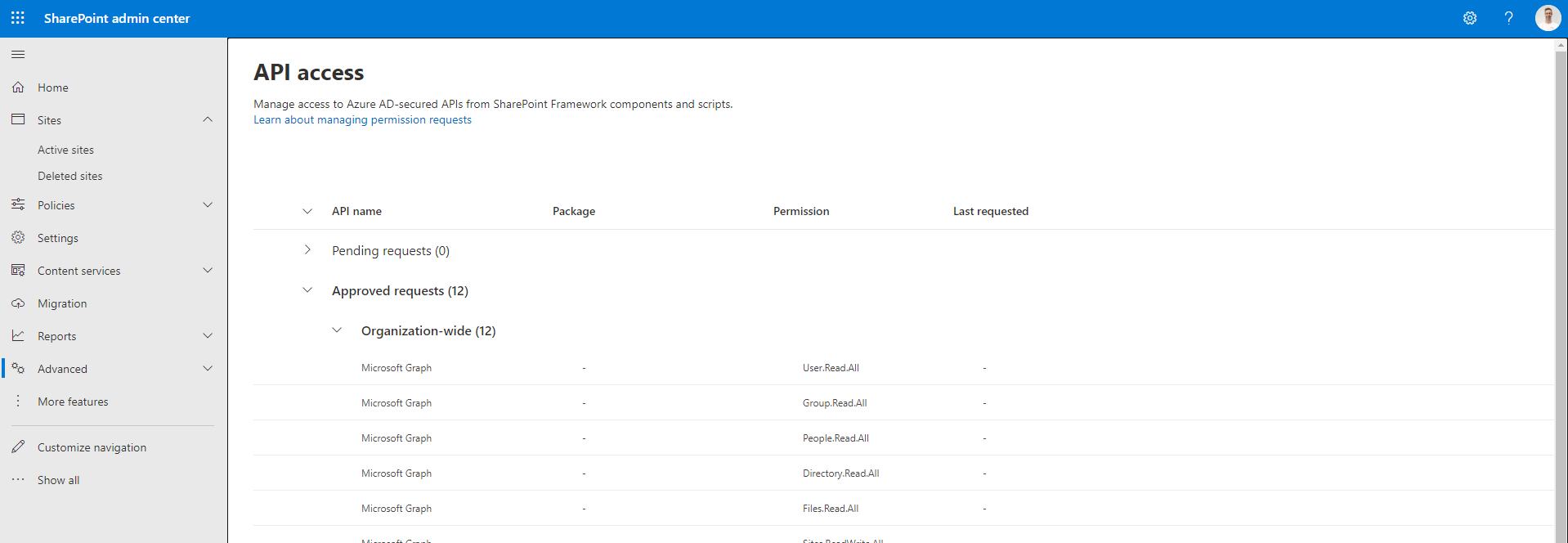 API Approval table