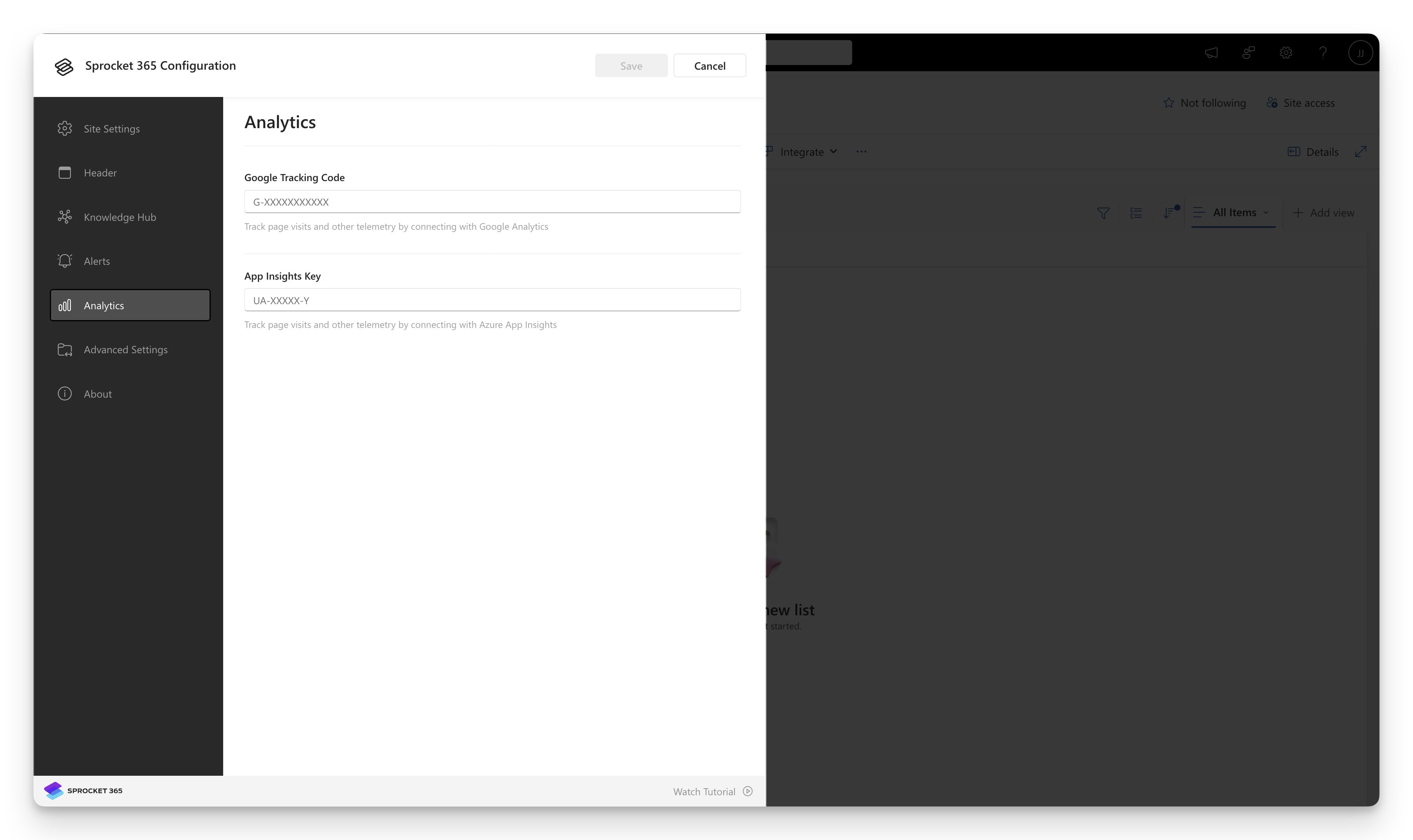 Analytics Settings
