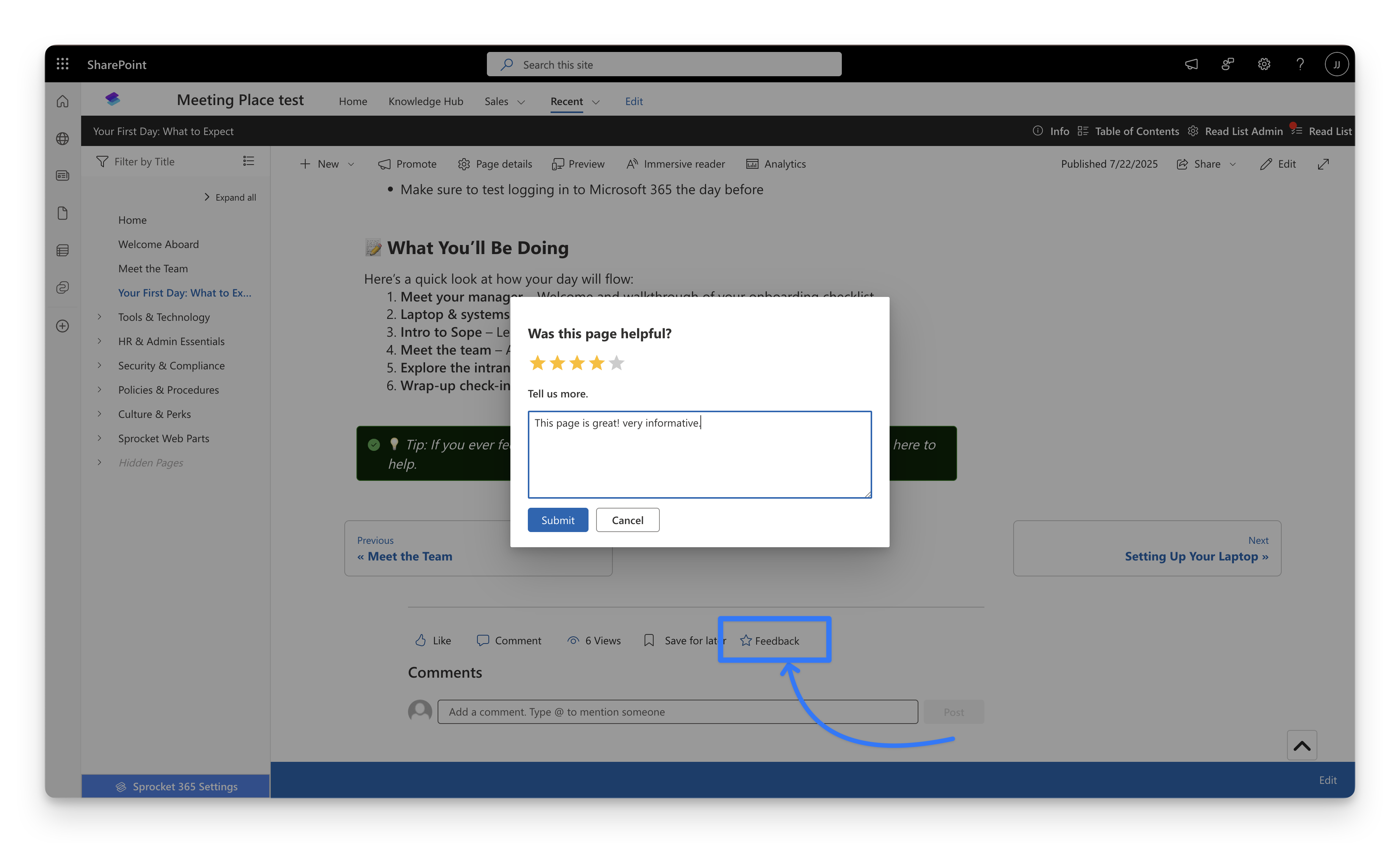 Submit page feedback