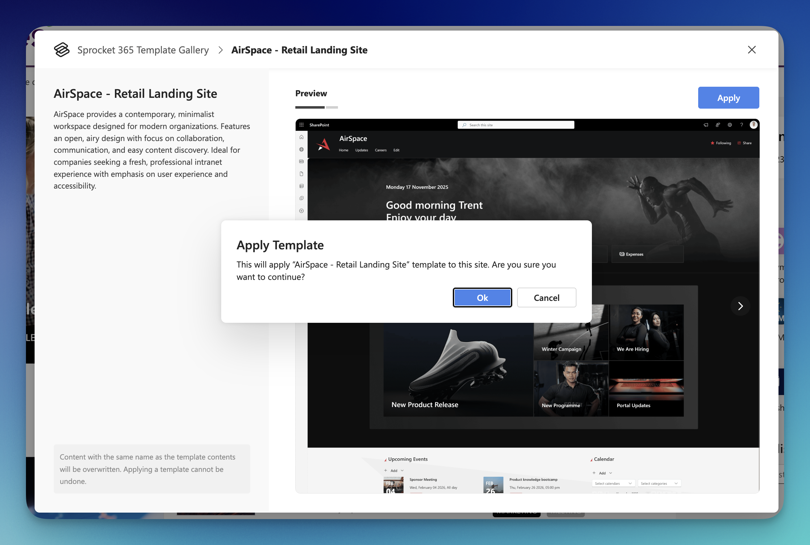 Template Gallery Entry Button