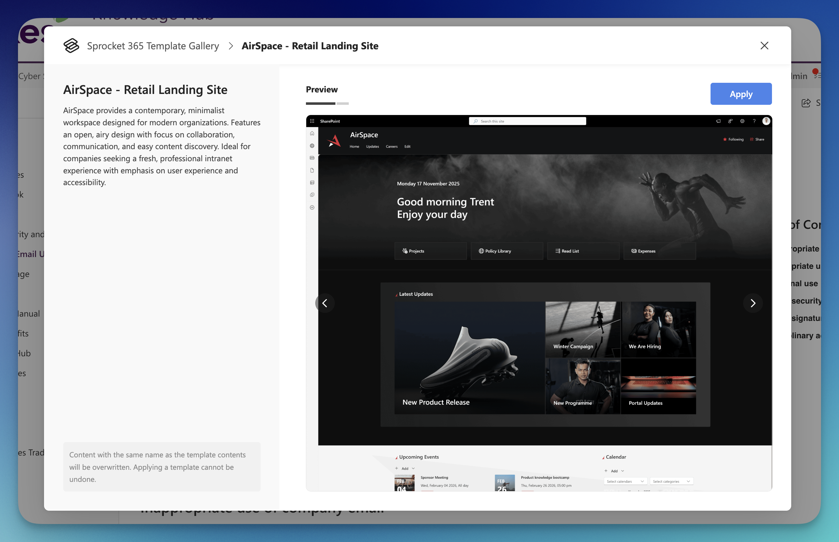 Template Gallery Entry Button