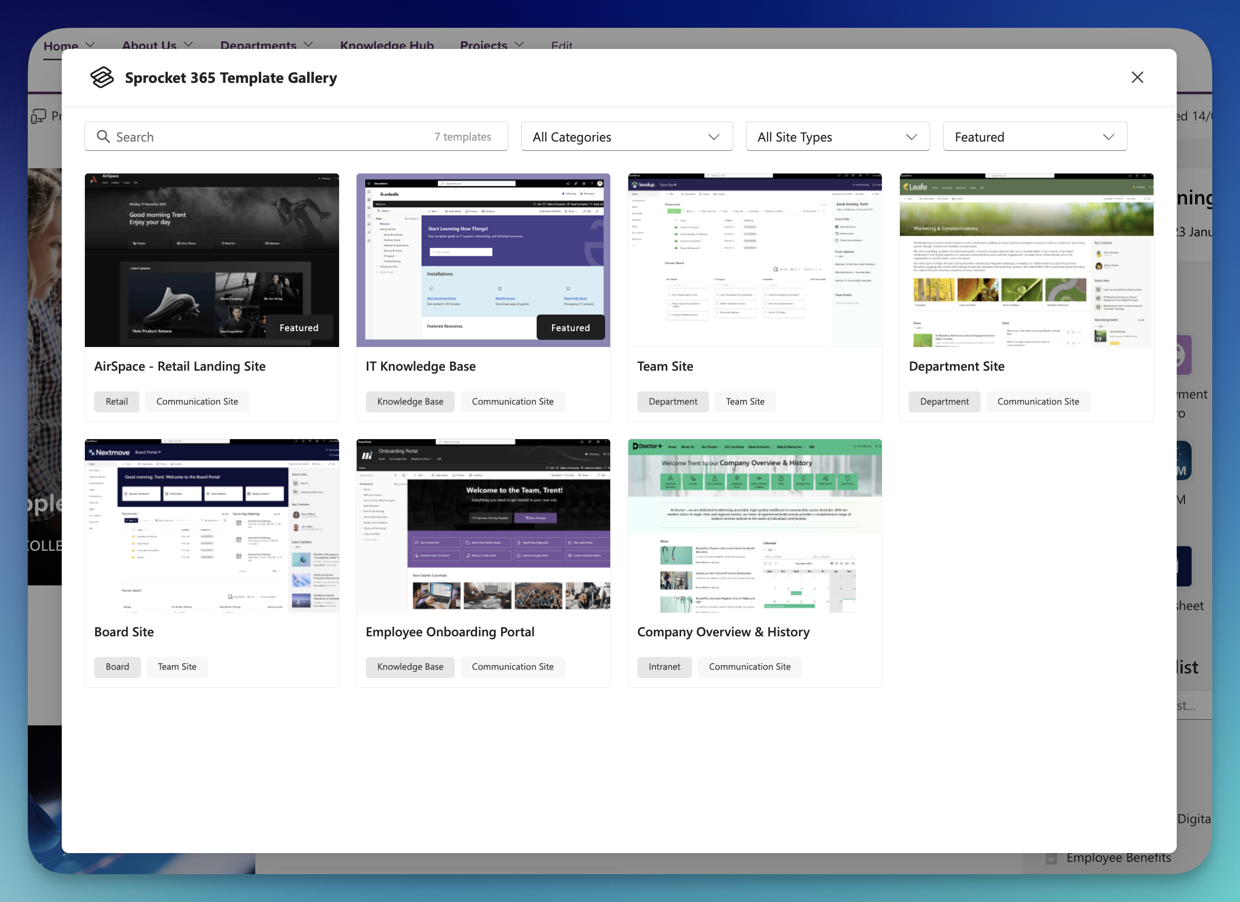 Template Gallery Entry Button